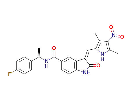 (R,Z)-3-((3,5-dimethyl-4-nitro-1H-pyrrol-2-yl)methylene)-N-(1-(4-fluorophenyl)ethyl)-2-oxoindoline-5-carboxamide